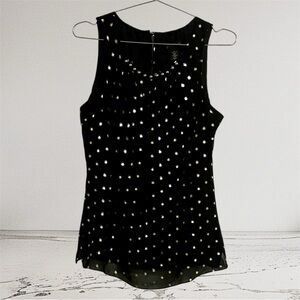 White House Black Market Black Women’s Sleeveless Top with Gold Dots